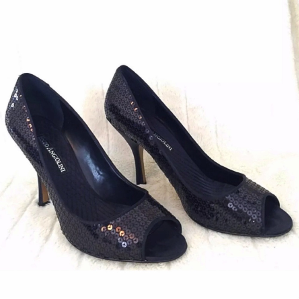ENZO ANGIOLINI MARINA Black Sequined Heels